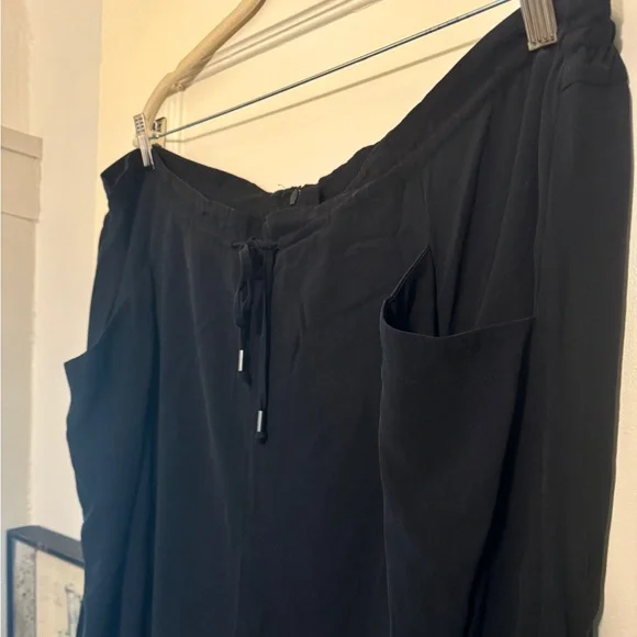 COPY - Eileen Fisher Black Silk Drawstring Skirt with Pockets 2X - Picture 2 of 7